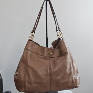 Coach Lexy Brown Leather Shoulder Hobo Bag GUC